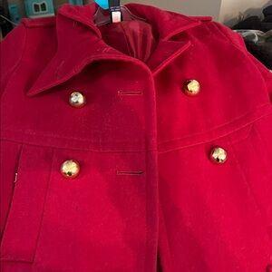 Red Peacoat W Gold Buttons